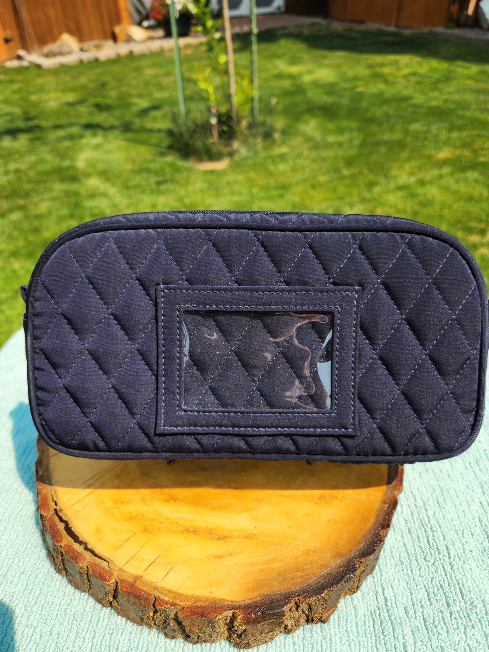 Vera Bradley Quilted Dark Navy Cosmetic Pouch - Picture 2 of 6